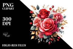 Red Roses Abstract Frame, High-Res PNG Product Image 2