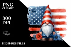 Vintage Gnome with USA Flag | Sublimation | Clipart Product Image 1