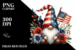 Vintage Gnome with USA Flag | Sublimation | Clipart Product Image 3