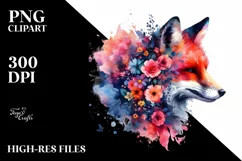 Abstract Watercolor Vibrant Fox | Sublimation | PNG Clipart Product Image 3
