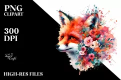 Abstract Watercolor Vibrant Fox | Sublimation | PNG Clipart Product Image 3