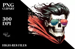 Watercolor Halloween Skull PNG Product Image 3