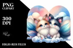 Papillon with Heart in Watercolor PNG Product Image 2
