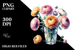 Colorful Ranunculus | Clipart Product Image 1