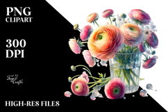 Colorful Ranunculus | Clipart Product Image 2