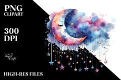 Vibrant Half Moon with Stars PNG Product Image 2