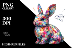 Colorful Diamond Bunny PNG Product Image 2
