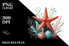 Watercolor Sea Star | Sublimation | Clipart Product Image 3