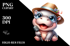 Energic Baby Hippo with Hat and Sunglasses PNG Product Image 2
