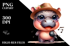 Energic Baby Hippo with Hat and Sunglasses PNG Product Image 2