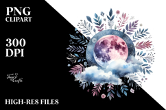 Vibrant Boho Moon with Foliage | Sublimation | Clipart Product Image 2