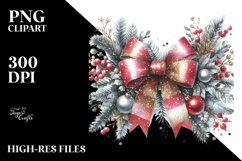 Simple Christmas Bow Glittery PNG Product Image 2