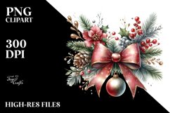 Simple Christmas Bow Glittery PNG Product Image 2
