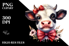 a Funny Cow with Bow and Tie, PNG Product Image 2