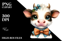 Graceful Cow with Bow and Tie PNG Product Image 2