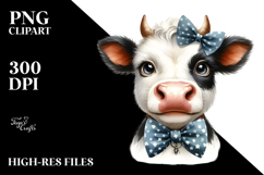 Graceful Cow with Bow and Tie, Transparent PNG Product Image 2