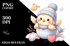 Winter Cute Baby Chicken PNG Product Image 1