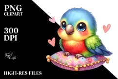 Colorful Small Baby Parrot With Pillow | Sublimation | Product Image 1