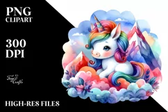 colorful Unicorn with Mountain PNG Product Image 3