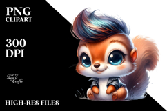 Energetic Baby Squirrel Watercolor, PNG Product Image 2