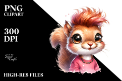 Energetic Baby Squirrel Watercolor, PNG Product Image 2