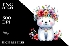 Polar Bear Flower Crown Clipart Product Image 2