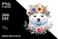 Polar Bear Flower Crown Clipart Product Image 1