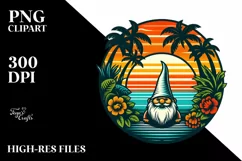 Retro Tropical Gnome Sunset | Sublimation | PNG Clipart Product Image 3