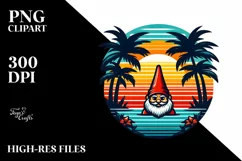 Retro Tropical Gnome Sunset | Sublimation | PNG Clipart Product Image 3
