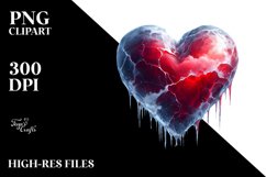 Red Ice Heart Digital Painting PNG Product Image 2