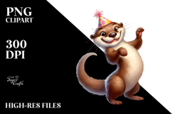 Goofy Otter with Party Hat, Transparent PNG Product Image 2