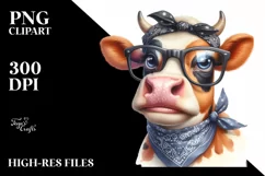 Cow Cow Portrait with Fancy es | Summer Clipart Product Image 3