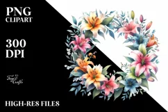 Colorful Wreath Small Lily | Sublimation Clipart Product Image 1