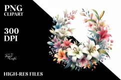 Colorful Wreath Small Lily | Sublimation Clipart Product Image 3
