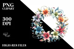 Colorful Wreath Small Lily | Sublimation Clipart Product Image 1