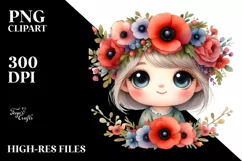 Cute Smiling Eyes Flower Wreath | Sublimation | Clipart Product Image 1