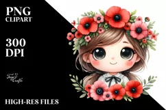 Cute Smiling Eyes Flower Wreath | Sublimation | Clipart Product Image 3
