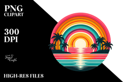 Retro Tropical Rainbow Sunset PNG Product Image 2