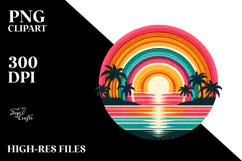 Retro Tropical Rainbow Sunset PNG Product Image 2
