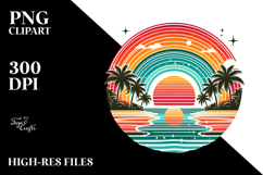 Retro Tropical Rainbow Sunset PNG Product Image 2
