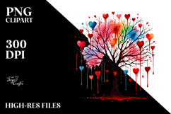 Simple Tree with Hanging Hearts PNG Product Image 2