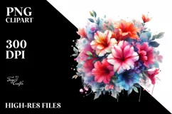 Colorful Azalea Bouquet Splash | Sublimation Clipart Product Image 3
