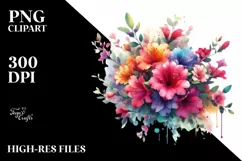 Colorful Azalea Bouquet Splash | Sublimation Clipart Product Image 1