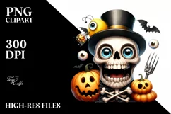 Funny Skull Halloween Watercolor | Splash Clipart Product Image 3