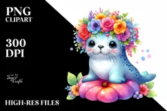 Colorful Chicken with Flower Crown | Watercolor Product Image 3