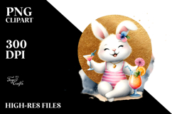 Watercolor Bunny in Beachwear PNG Product Image 2