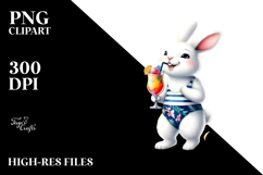Watercolor Bunny in Beachwear PNG Product Image 2
