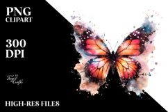 Cute Butterfly with Splashes PNG Product Image 2