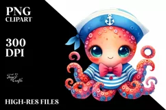 Colorful Baby Octopus Sailor Suit Clipart Product Image 3