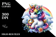 Colorful Baby Unicorn Ring PNG Product Image 3